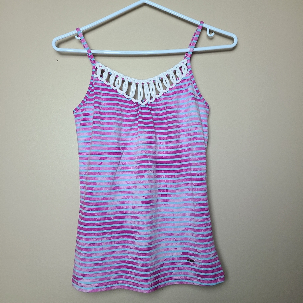 Groggy Women's Y2K Tie-Dye White Trim Blue Pink Pastel Goth Camisole